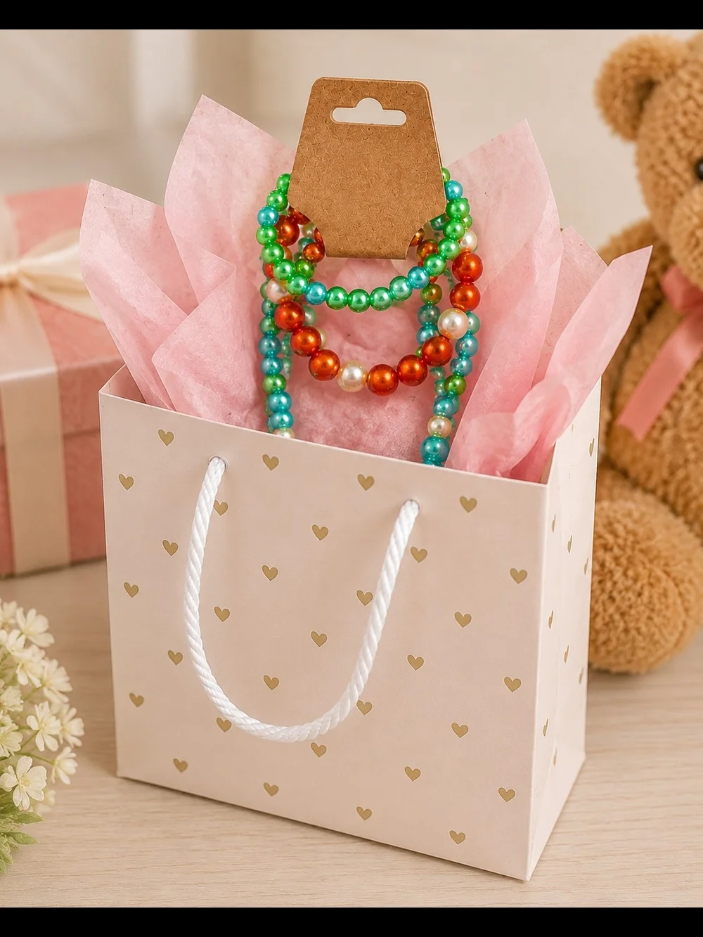 Handmade Kids Turquoise & Orange Beaded Jewelry Set | Necklace & 2 Bracelets